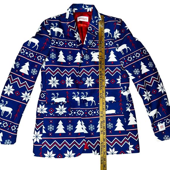 Opposuits Christmas Holiday themed blue and red boys suit blazer size 12-14 - Picture 3 of 9